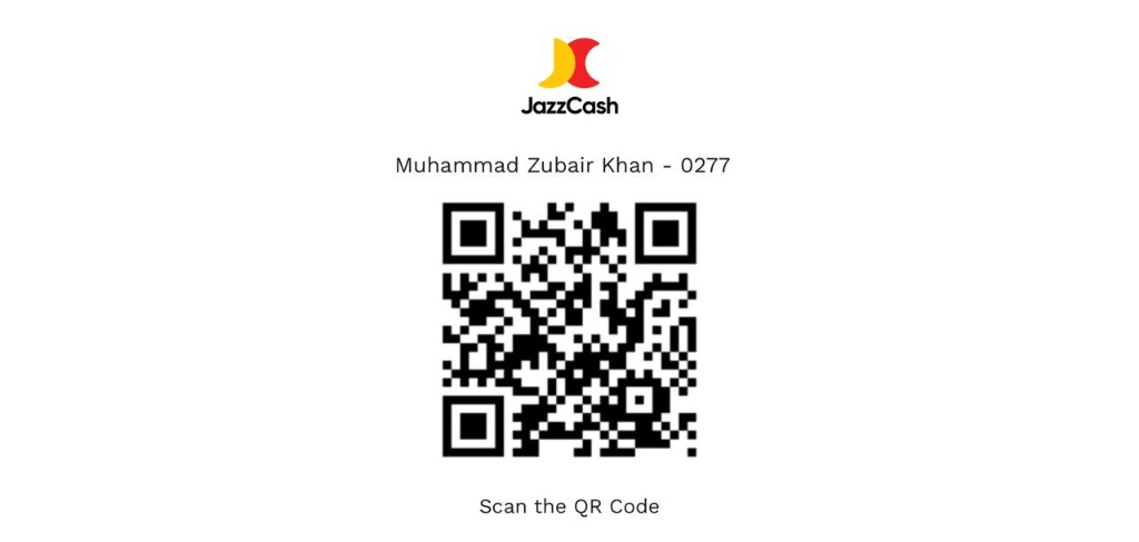 JazzCash QR code for Muhammad Zubair Khan — scan in the JazzCash app to support PdfPeaks